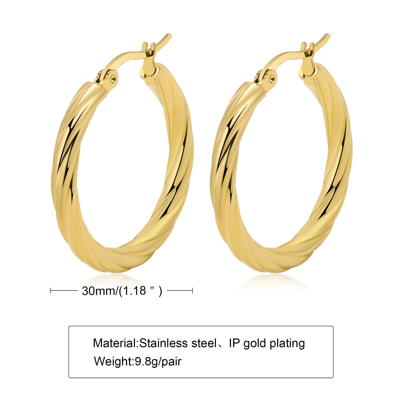 Stainless steel earrings, twist earrings, gold C-shaped earrings, simple and fashionable women s jewelry