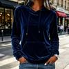 Women's Velvet Hoodie Long Sleeve Casual Pullover Sweatshirt in