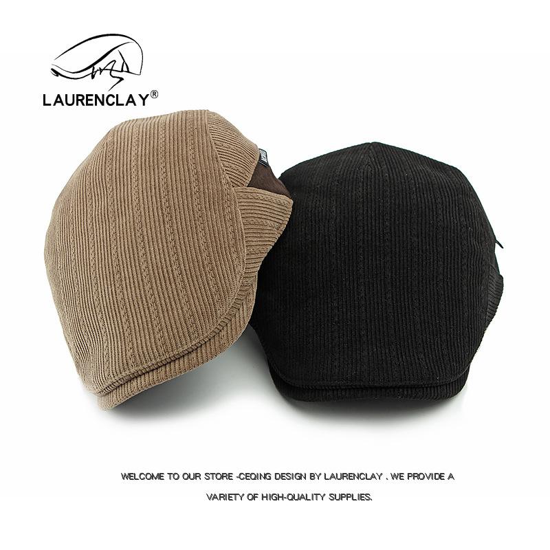 

Hat women s autumn and winter fleece thickened warm corduroy beret British retro forward hat men s cap tide Adjustable Темно-синій