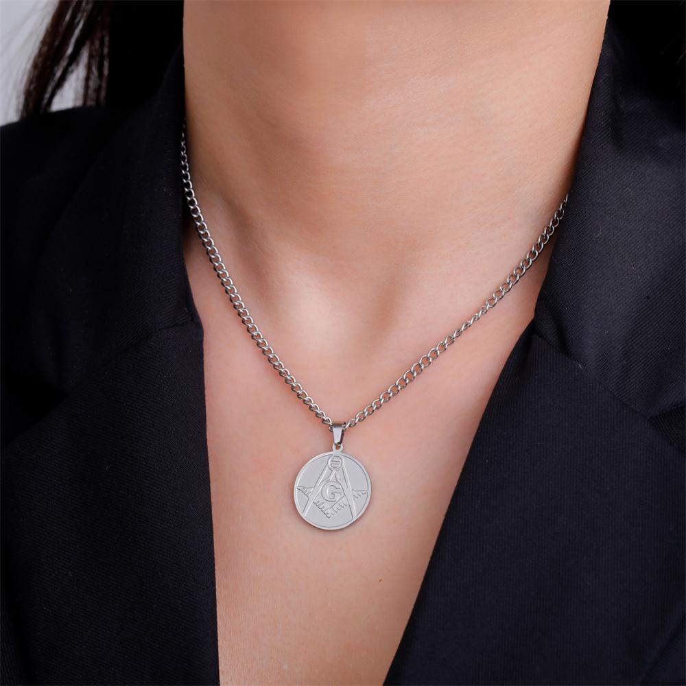 Vintage Freimaurer Anhänger Halskette für Männer Edelstahl Freimaurer Energie Halsketten Gotisches Religiöses Amulett Schmuck Geschenk
