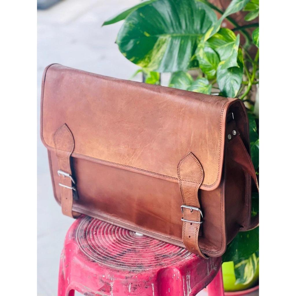 Real Pro Leather Vintage Brown Messenger Laptop Briefcase & Shoulder Bag