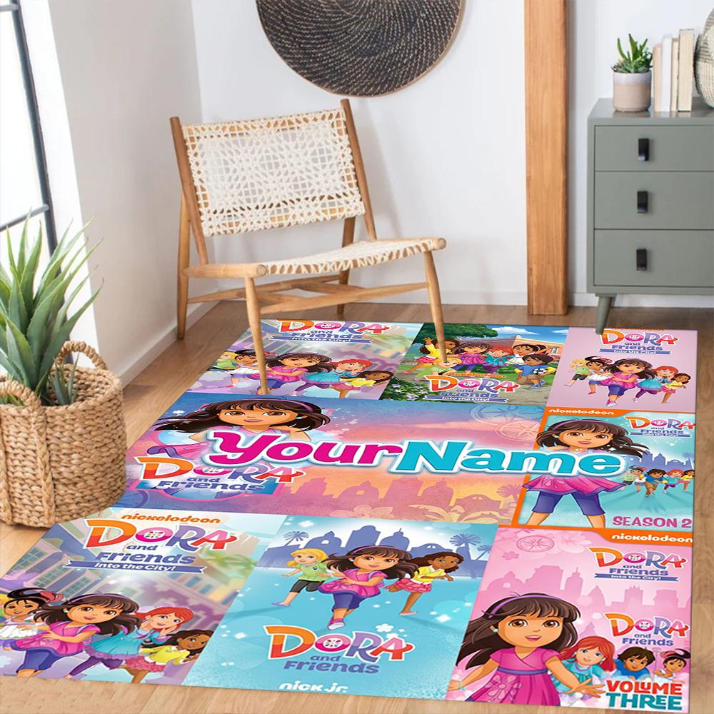 Dora Explorer Personalized Name Floor Mat Perfect for Game Room Playrooms Outdoor Entryway Anti-slip Rug Decorate Offices Birthday/Christmas Gift