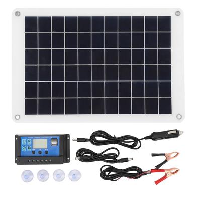 Solarmodul-Kit 15W Tragbares Solar-Batterieladegerät Erhaltungsladegerät 10A 12V 24V Solar-Laderegler