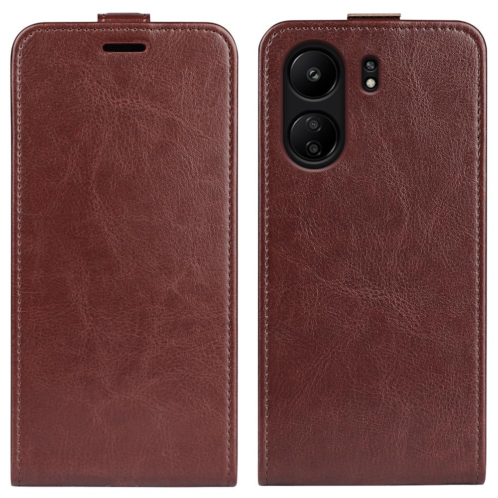 Vertical Flip Case for Xiaomi Redmi 13C 4G/Poco C65 4G Shell Crazy Horse Texture Leather Phone Cover