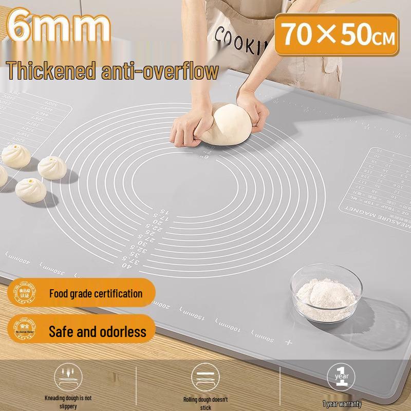 Food Grade Thickened Silicone Kneading and Rolling Mat, Non-Slip Cutting Board for Dumplings and Dough.