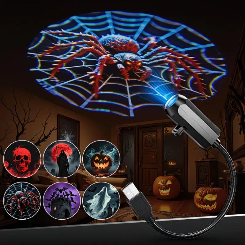 Portable USB LED Projection Light 6 Adjustable Patterns Decor Lamp for Bedroom Ceiling Wall Festival Decor
