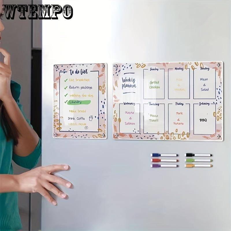 2pcs Acrylic magnetic calendar blackboard forest animals flowers plant pattern daily weekly monthly planner refrigerator magnet dry erase board