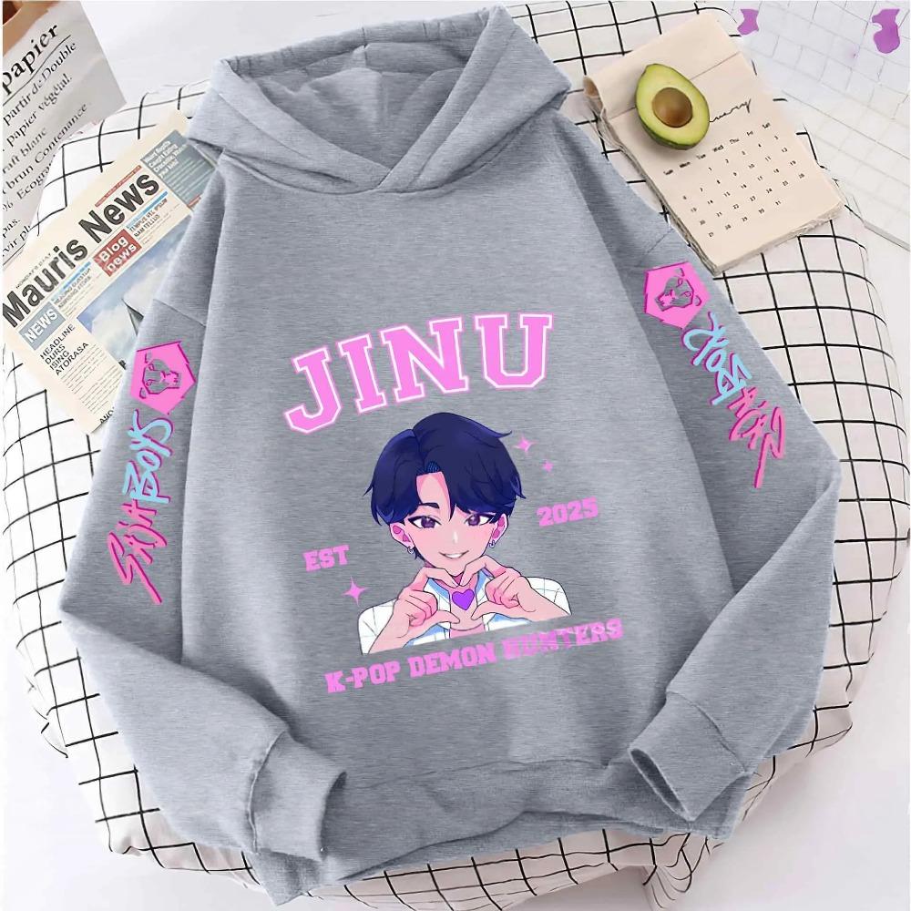 Autumn KPop Demon Hunters Cool Print Children's Hoodies Girls Fashion Oversized Streetwear Casual Boys Hooded Sweatshirt