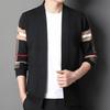 Long Sleeves Pockets Thickened Warm Cardigan Sweater Men Autumn Winter Patchwork Color