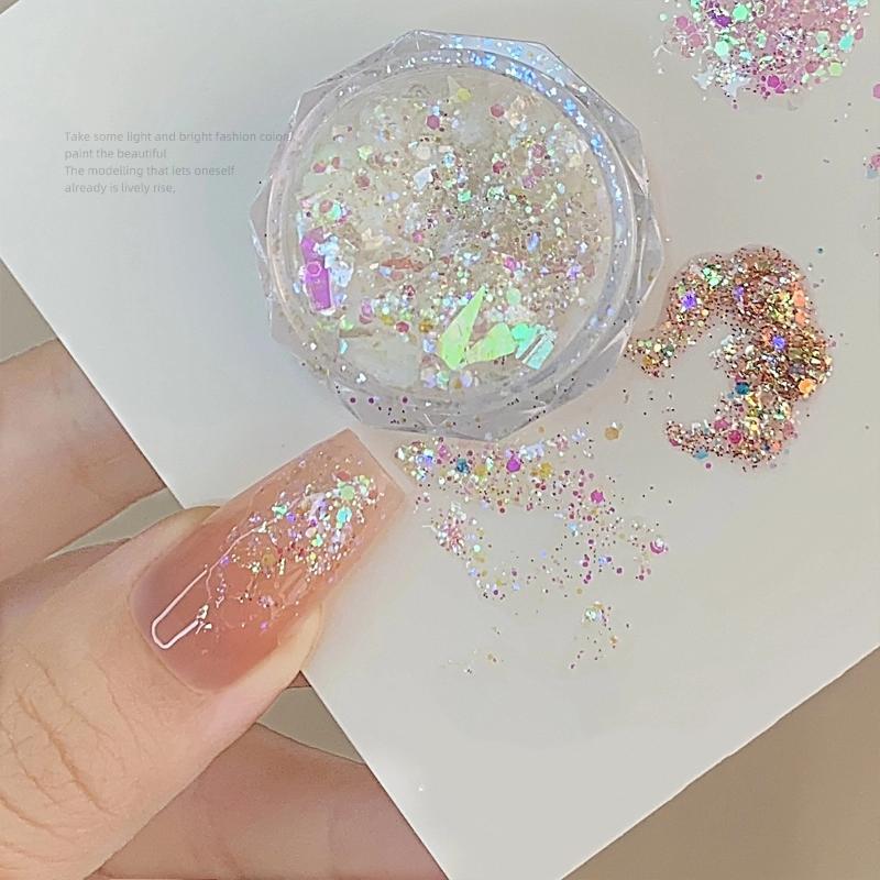 4Jars/Set Mermaid Sparkle Nail Art Glitter Ultra-Thin Laser Flakes Holographic Sequins Irregular Loose Nail Art Dust Accessories