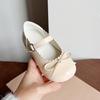 Girls' Princess Bow Patent Leather Shoes - Shiny, Low-Cut, Magic Tape, Japanese Style for Spring and Autumn