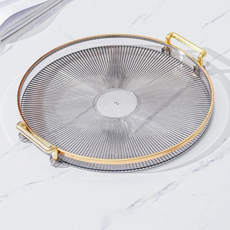 

Tray Decoration Tray Organizer Cosmetics Storage Box Home Decoration Plate Coffee Candle Storage Rack Desktop Round Shelf світло-сірого кольору