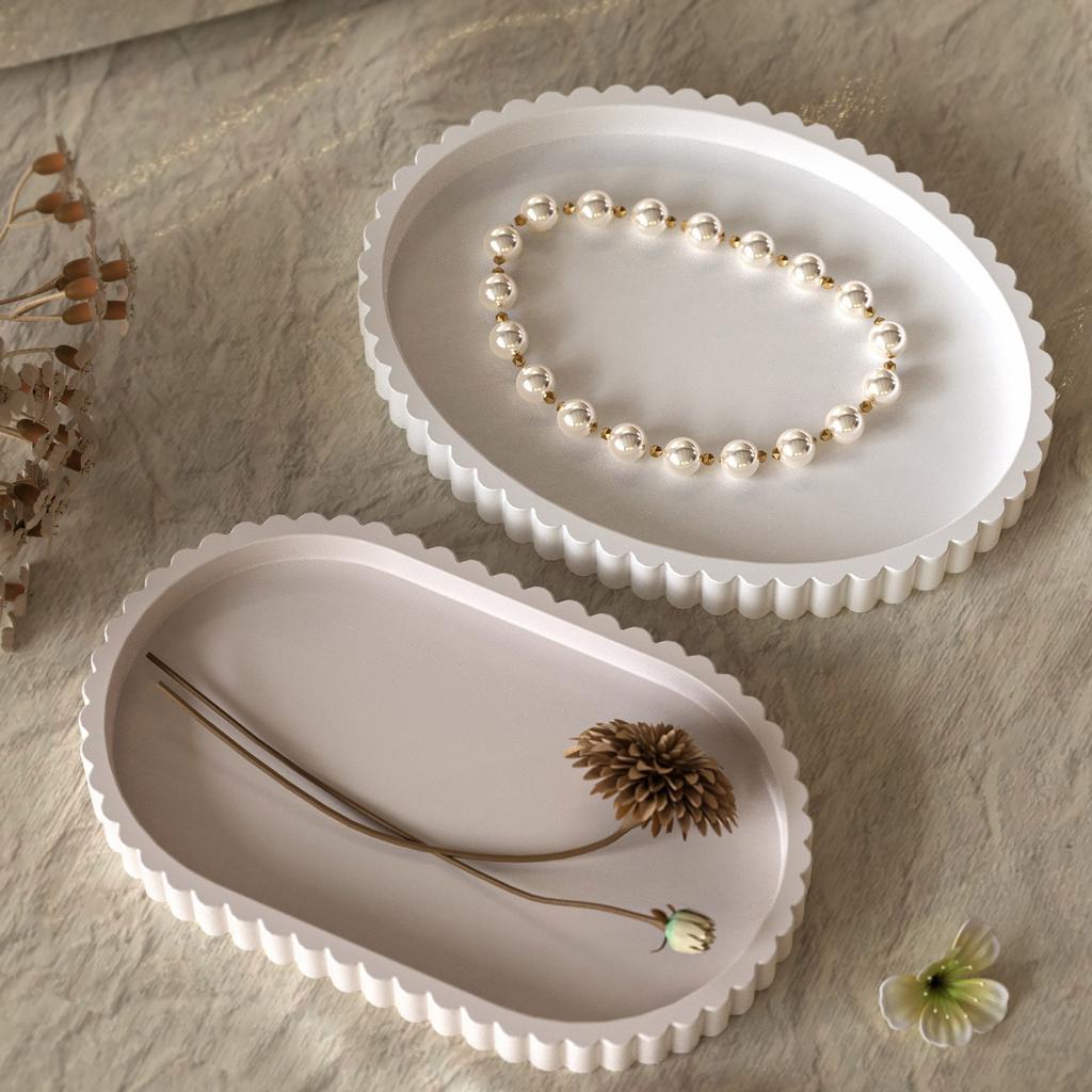 Creative Silicone Dish Coaster Mold Stylish Oval Striped Resin Mold For Artistic DIY Projects And Trinket Storage