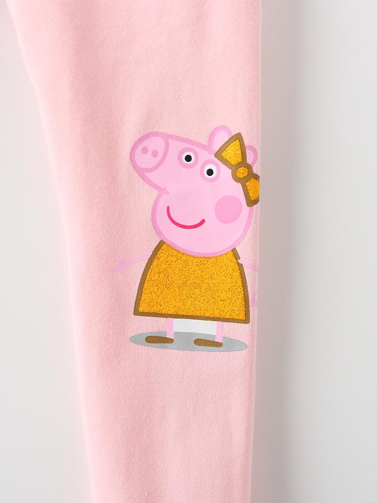 Peppa Pig Girls' Autumn Pink Cartoon Lace Trousers - Kids' Casual Pants
