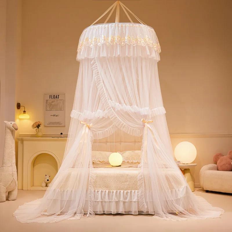 Hot Sale 2025 new hanging dome princess mosquito net installation-free bed mantle European floor mosquito net without bracket