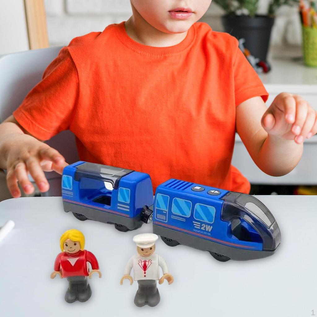Electric Train Set Toys Children Model Toy for Boys Wooden Track White 3Pcs