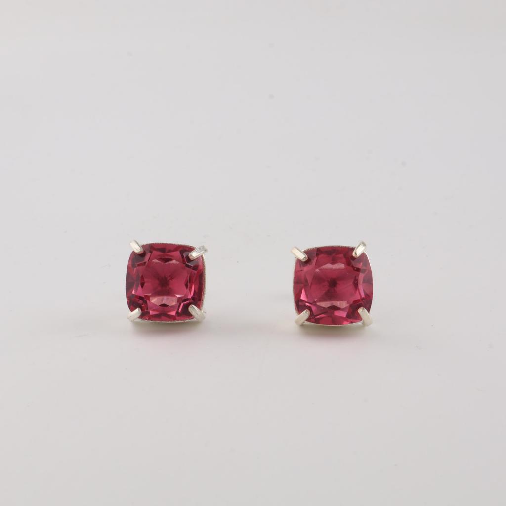 Pink Tourmaline Gemstone 925 Sterling Silver Women Jewelry Handmade Studs Earring 1" For Birthday Gift EE-181-4