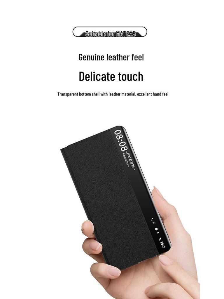 Ultra-Thin Leather Smart Window Case for Huawei Mate X5