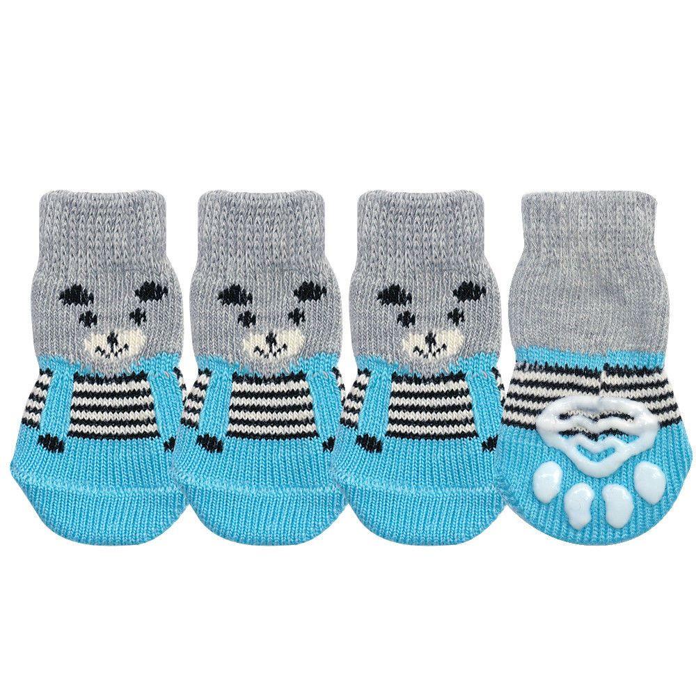 4Pcs/set Paw Protectors Candy Color Pet Supplies Puppy Boots Anti-Slip Dog Shoes Knitted Socks
