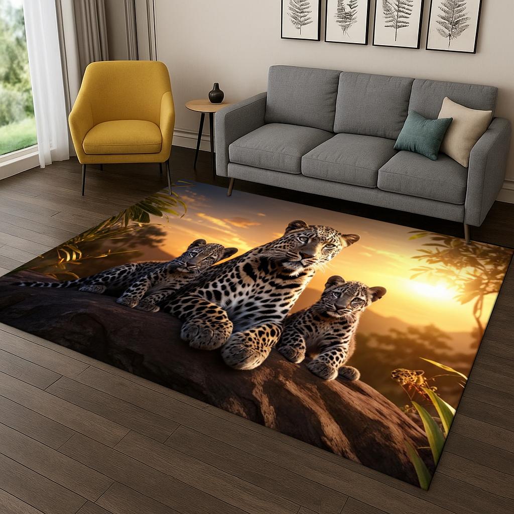 Leopard Cheetah Dreamy Animal Carpet Rug for Home Bedroom Living Room Sofa Doormat Decor,Kid Area Rug Game Non-slip Floor Mat