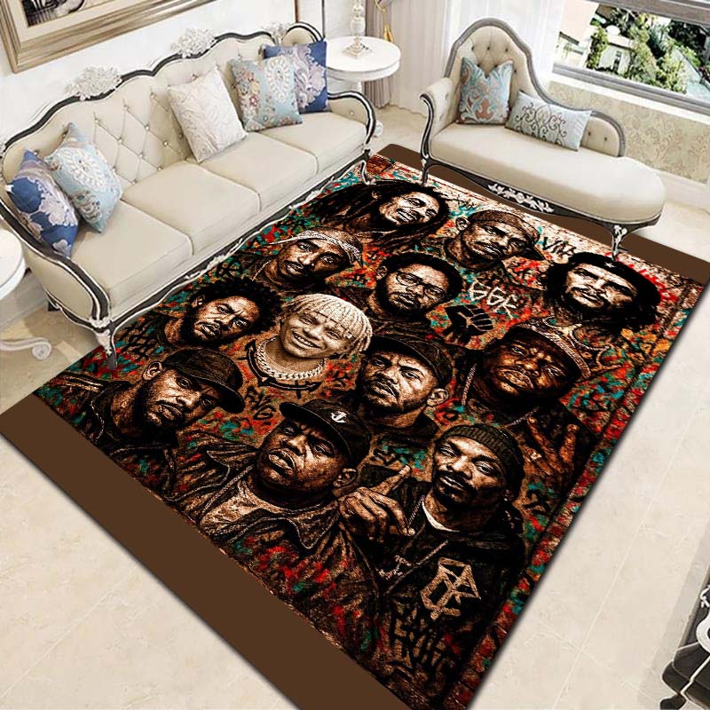 Bob Marley Culture Print Flannel Area Rug Non‑Slip Floor Mat For Couch Bedroom Game Room Living Room Home Holiday Decor Gift