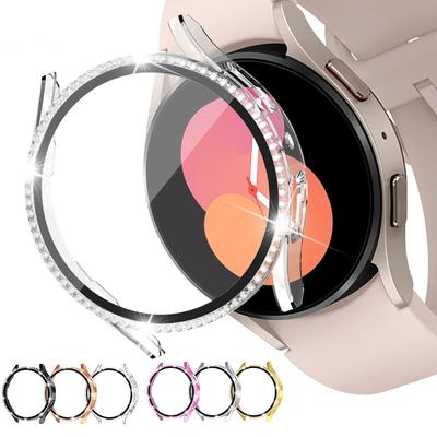 Case for Samsung Galaxy Watch 7 6 5 4 40mm 44mm Screen Protector PC Bumper Tempered Glass Diamond Integrated Protective Case