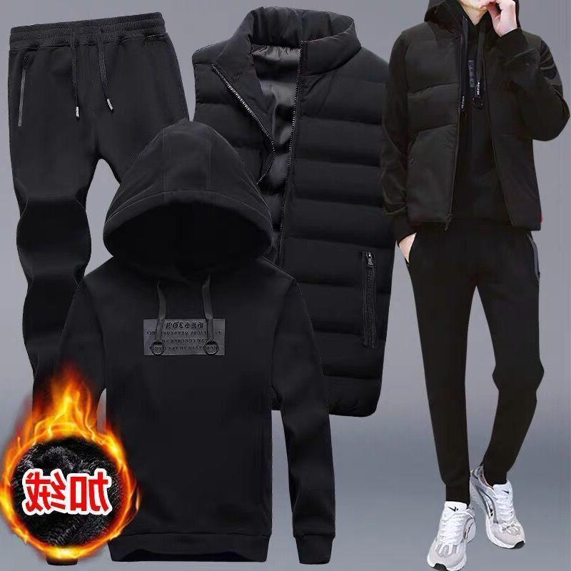 Men's Casual Hooded Sweatshirt Vest Three-Piece Suit for Autumn/Winter – Stylish, Simple, and Sporty.