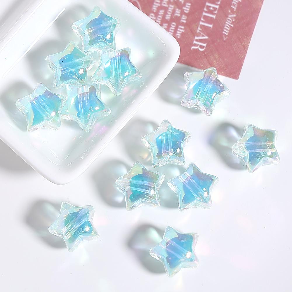 16mm Iridescent Candy Heart & Star Beads, Transparent Loose Beads for DIY Phone Chains and Ornaments