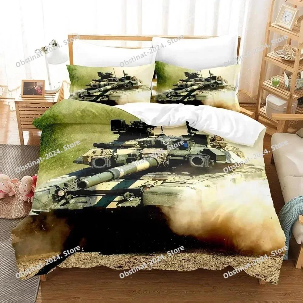 Panzer Bettbezug King Size Kriegsthema Bettwäscheset Dirt Bike Steppdeckelbezug für Kinder Jungen Männer Bequemer Mikrofaser Steppdeckelbezug