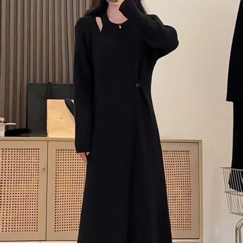 

Autumn and winter new design knitted dress women s autumn and winter new loose and thin inside with backing sweater skirt tide one size fits all