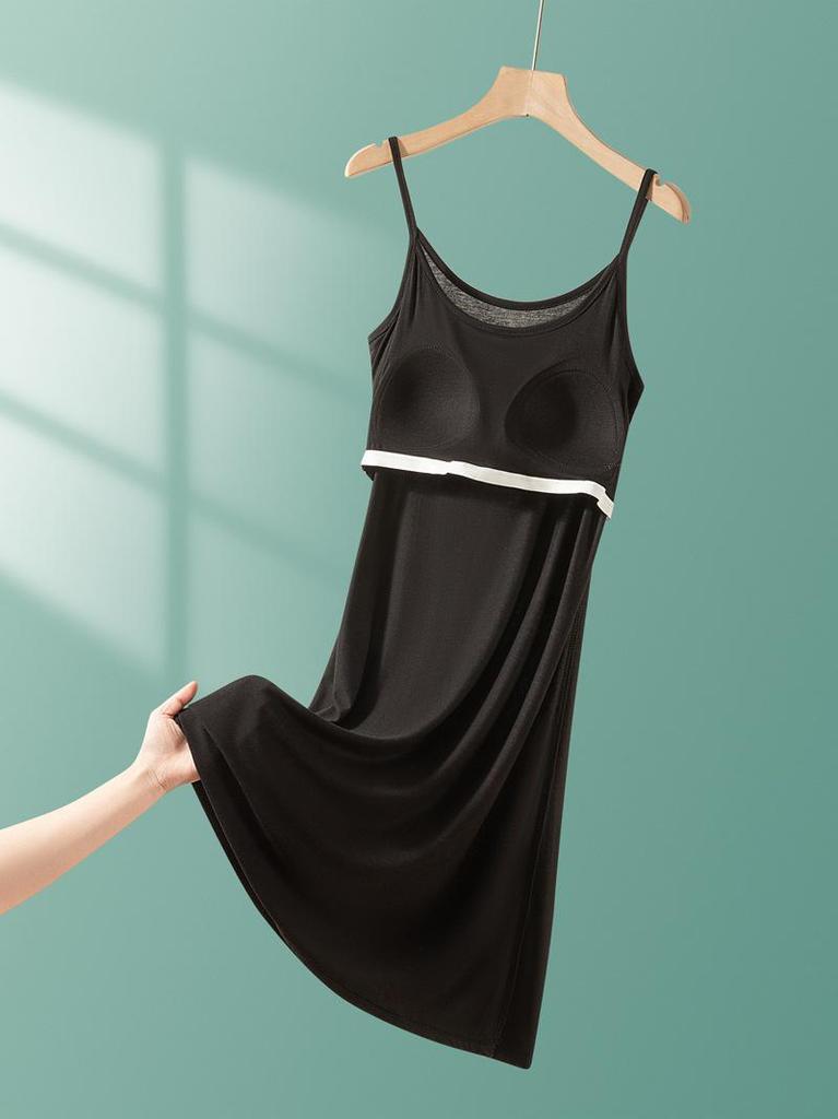 Modal Strappy Built-in Bra Summer Sleeveless Dress for Women 2025