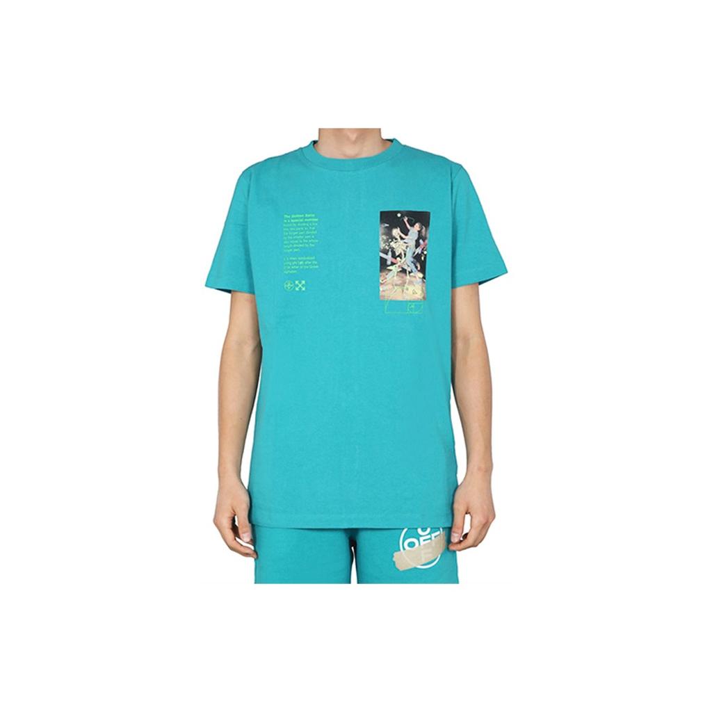 Off-White C/O Virgil Abloh Ss20 Skull Print Short Sleeve T-Shirt With Standard Fit Men Tops Blue OMAA027R201850143988