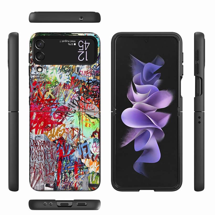 Graffiti pouzdro na telefon pro Samsung Z Flip 6 7 5G Z Flip 5 Galaxy Z Flip 3 4 5G ZFlip Nárazuvzdorný tvrdý kryt TPU PC Coque Capa Měkký