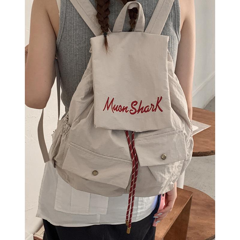 Korean version embroidered letter backpack bag women's 2025 new fashion college style casual large-capacity student schoolbag