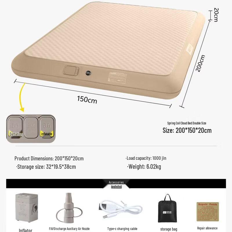 Explorer Automatic Inflatable Cloud Air Mattress Double Extra Wide