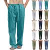 Men Linen Splicing Overalls Casual Pocket Sport Work Casual Trouser Pants