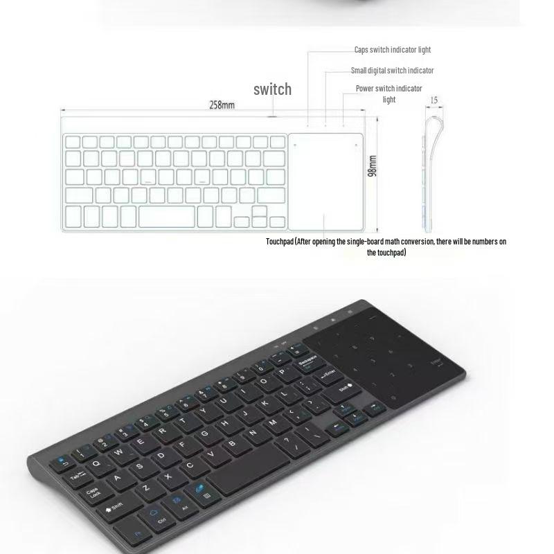 Ultra-Slim Mini Wireless Bluetooth Keyboard with Touchpad