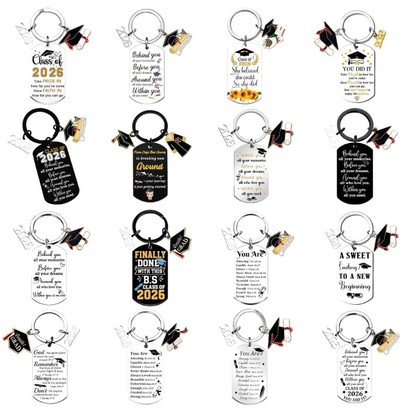 Stainless Steel Graduation Cap Keychain Bag Decoration For 2026 Commencement Academic Keepsake Graduation Gift