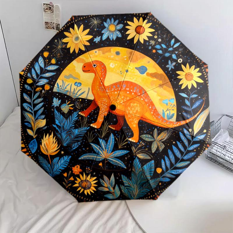 Retro Art  pattern, automatic folding umbrella, portable and foldable design, 8 ribs, a Christmas or birthday gift.