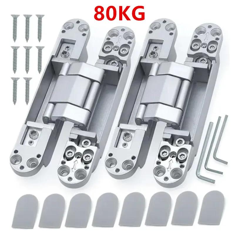 2PCS 40/80KG Heavy-duty Wooden Door with 180 Degree Adjustable Hidden Hinge Household Hardware Accessories Concealed Hinge