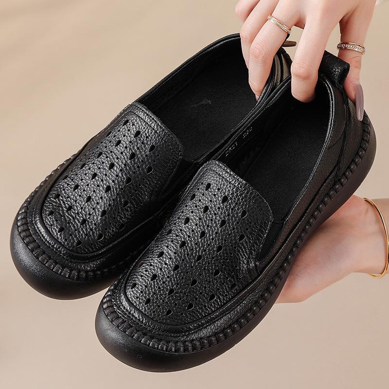 Fashion GKTINOO Women's Flats Handmade Shoes 2025 Spring Autumn Genuine Leather Ladies Shoe Flat Shoes Women Hollow Retro Shoe