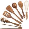Lot de 10 Ustensiles de Cuisine en Bois de Teck Naturel Ensemble de Cuillères en Bois Spatule Ensemble d'Ustensiles de Cuisine Pour Cuisiner Pâtisserie Jt503