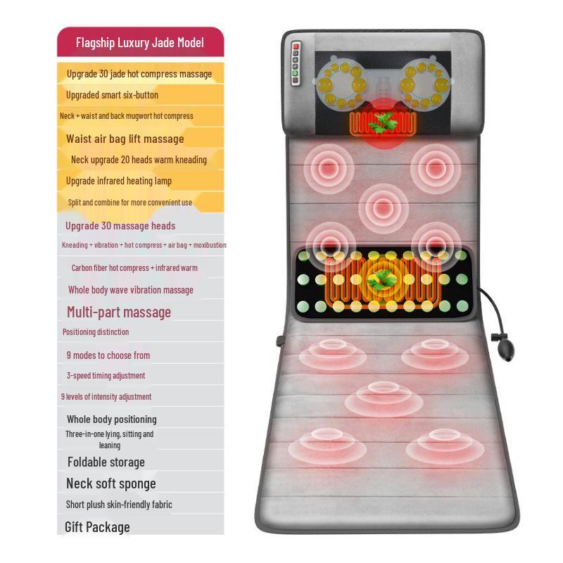 Foldable Full Body Massage Mattress with Heated Cervical Spine and Waist Relief for Home Use