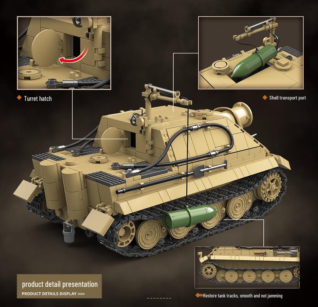 WWII Military Tiger & Panther Tank Building Blocks - Armored Vehicle Assembly Toy Gift