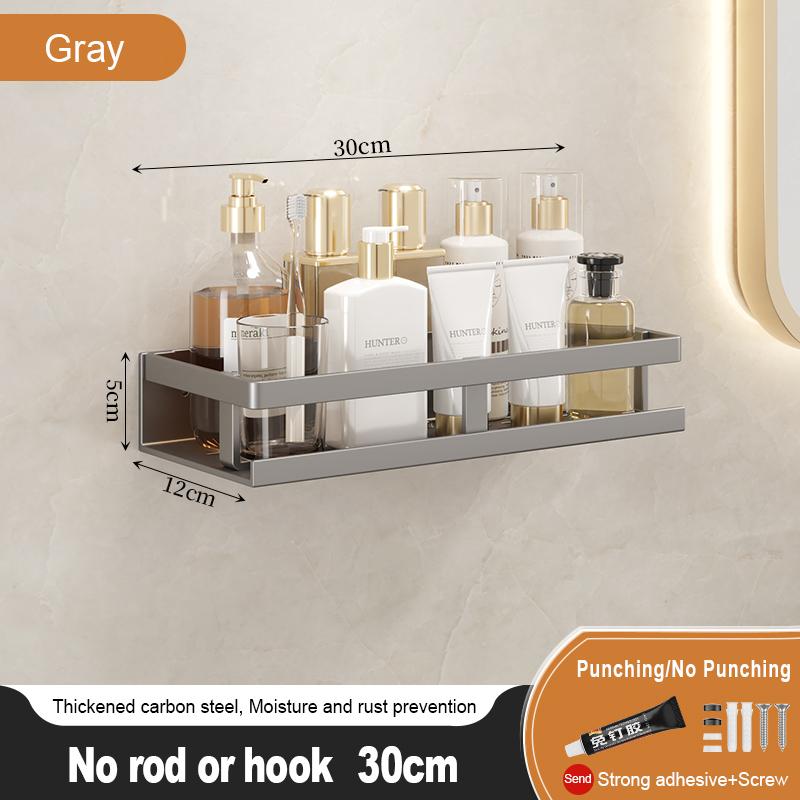 Bathroom Storage Rack Non Perforated Wall Mounted Towel Rack Bathroom Washbasin Cosmetics Storage Rack Wrought Iron Material