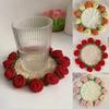 New DIY Rose Bouquet Coaster Hand Knitted Mini Crochet Flower Pot Flower Coasters Mother's Day Gift