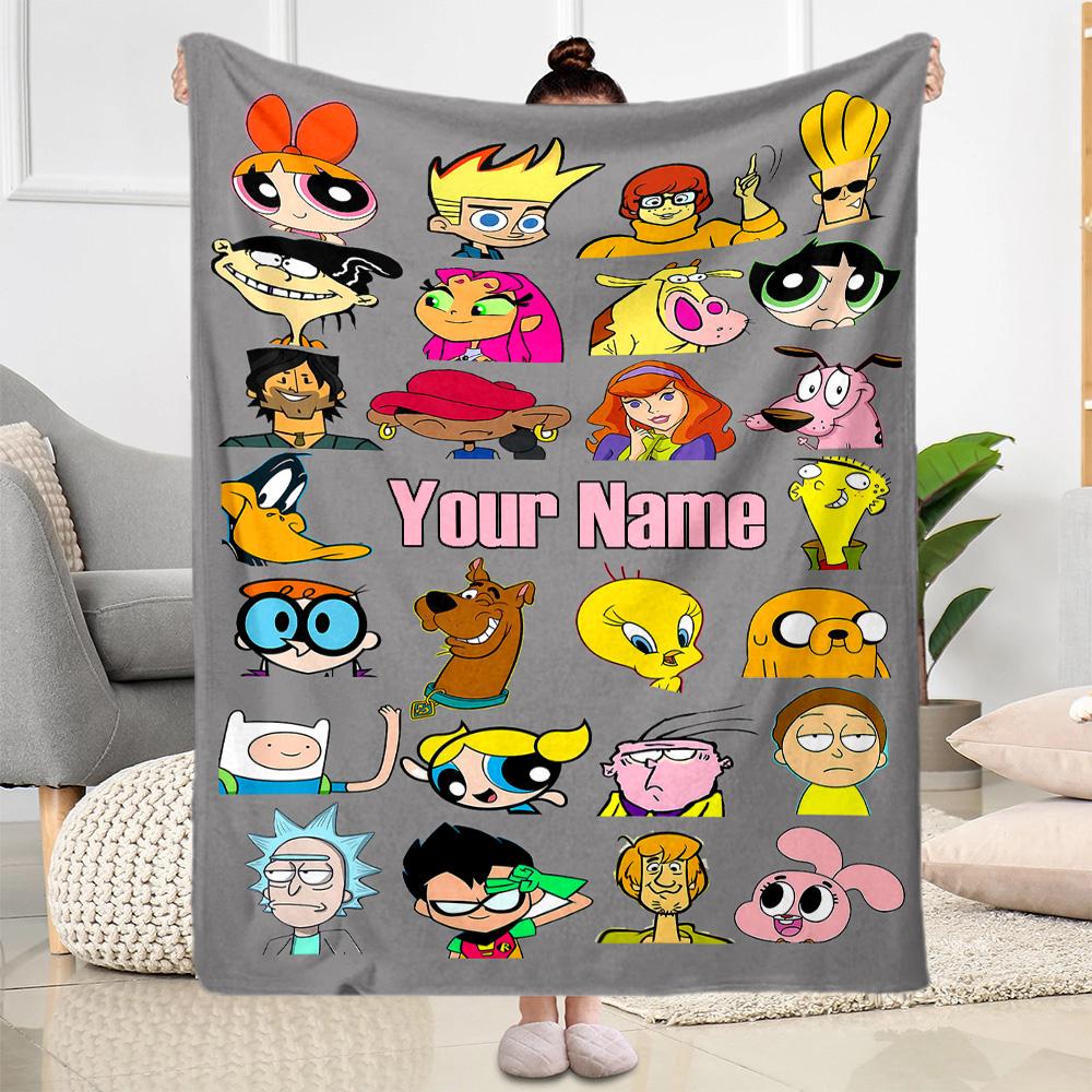 Cartoon Character Collage Blanket Soft Warm Cozy Suitable for Bed Office Sofa Four Seasons Universal Modern