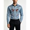 New men's long sleeved shirt with wine red gold chain diamond shaped 3D pattern printing, slim fit collar single shirt