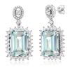 Huitan Aesthetic Light Blue Cubic Zircon Dangle Earrings Women Engagement Wedding Luxury Accessories Fashion Design Ear Jewelry