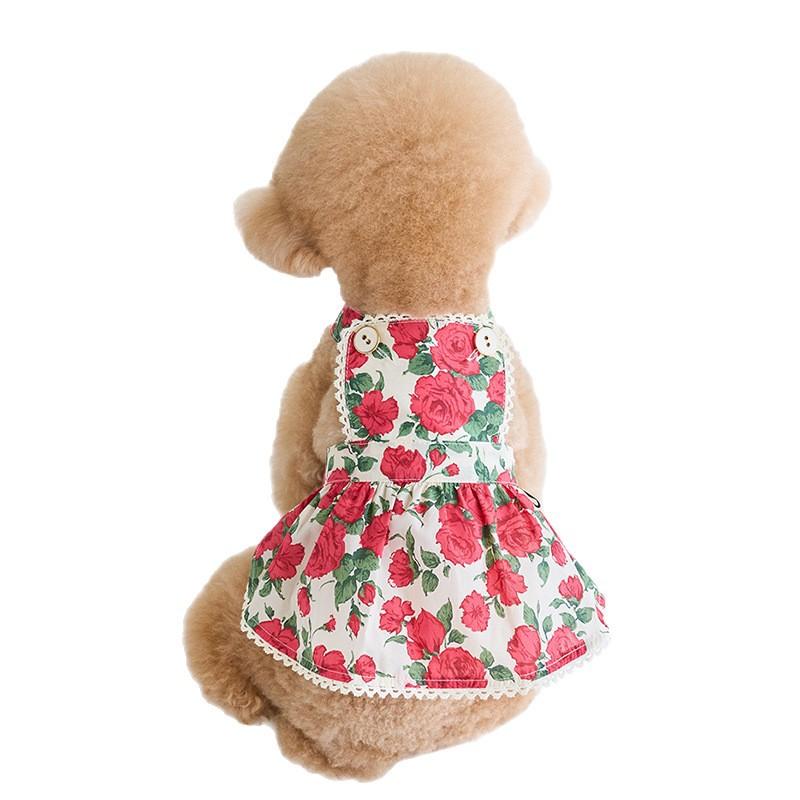 Pet Fashion Summer Rose Dress Pet Cat Dog Yorkshire Teddy Clothes Romantic Talk Multi Tank Top Dog Clothes for Small Dogs